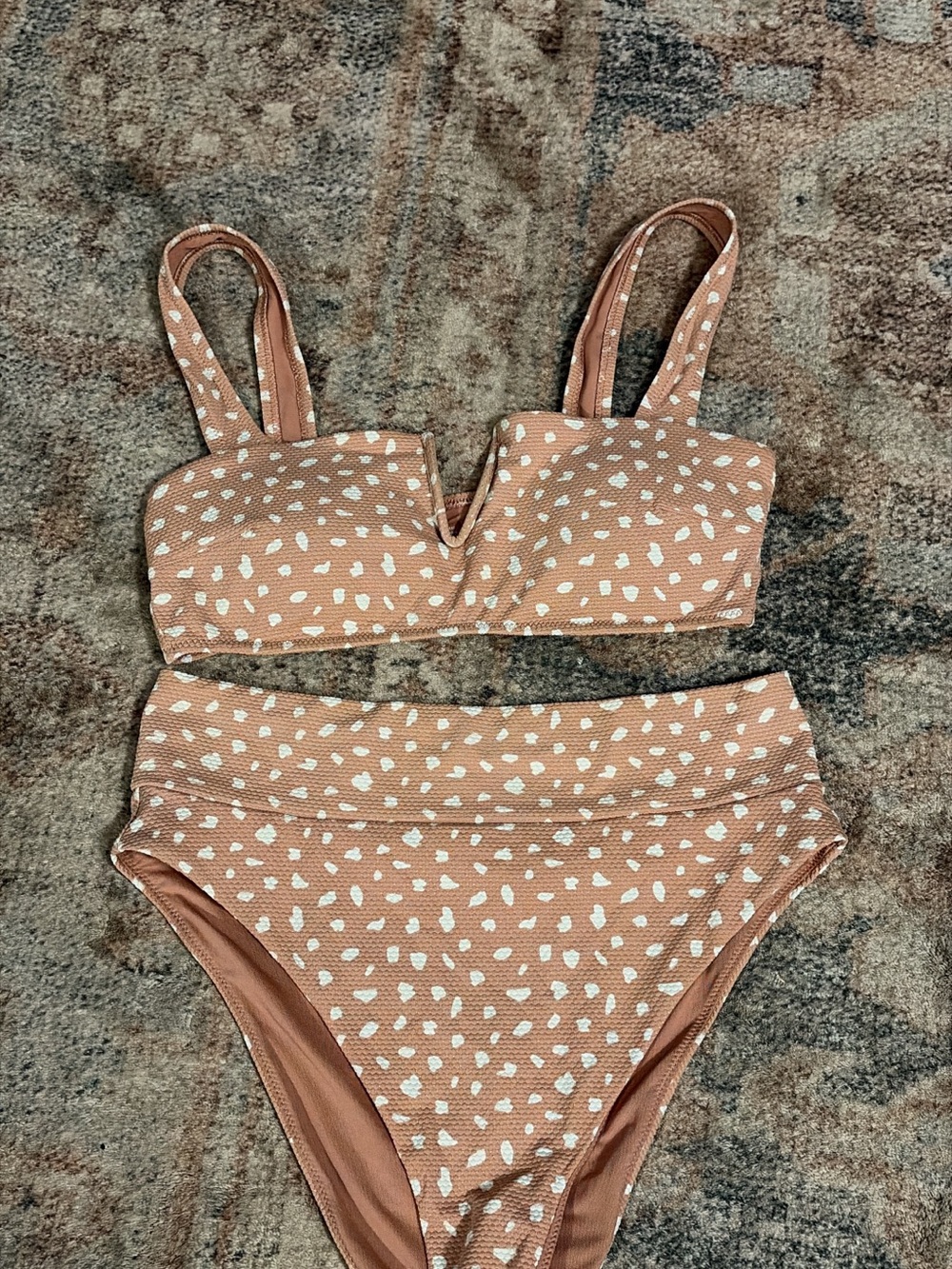 aerie Dusty Rose Speckled High-Waist Bikini Set